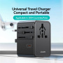 USAMS CC310 uniwersalny adapter podróżny z portami 3x USB-C / 2x USB-A i wysuwanymi wtyczkami - 70W - czarny