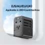 USAMS CC310 uniwersalny adapter podróżny z portami 3x USB-C / 2x USB-A i wysuwanymi wtyczkami - 70W - czarny