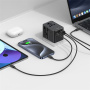 USAMS CC310 uniwersalny adapter podróżny z portami 3x USB-C / 2x USB-A i wysuwanymi wtyczkami - 70W - czarny