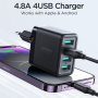 JOYROOM JR-TCN03 adapter ładowarki z 4x portami USB-A - 24W - czarny