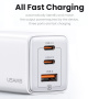 USAMS US-CC180 GaN Szybka Ładowarka Adapter z portami 2x USB-C / USB-A - 65W - czarny