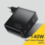 ESSAGER PST-140C2A GaN Szybka Ładowarka Adapter z Portami 2x USB-C / USB-A - 140W - czarny