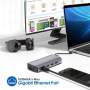 Hub 11w1 - gniazdo na kartę SD / TF / RJ45 / HDMI / VGA / złącze 3,5 mm / USB-C / 4x USB-A na USB-C do MacBooka - szary