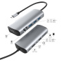 Hub 11w1 - gniazdo na kartę SD / TF / RJ45 / HDMI / VGA / złącze 3,5 mm / USB-C / 4x USB-A na USB-C do MacBooka - szary