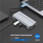 Hub 11w1 - gniazdo na kartę SD / TF / RJ45 / HDMI / VGA / złącze 3,5 mm / USB-C / 4x USB-A na USB-C do MacBooka - szary