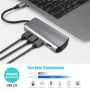 Hub 11w1 - gniazdo na kartę SD / TF / RJ45 / HDMI / VGA / złącze 3,5 mm / USB-C / 4x USB-A na USB-C do MacBooka - szary