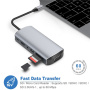 Hub 11w1 - gniazdo na kartę SD / TF / RJ45 / HDMI / VGA / złącze 3,5 mm / USB-C / 4x USB-A na USB-C do MacBooka - szary