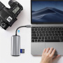 Hub 11w1 - gniazdo na kartę SD / TF / RJ45 / HDMI / VGA / złącze 3,5 mm / USB-C / 4x USB-A na USB-C do MacBooka - szary