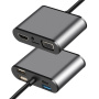 Hub FX-1815B 8w1 - slot na kartę TF / HDMI / VGA / gniazdo 3,5 mm / USB-C / 3x USB-A na USB-C do MacBooka - szary