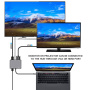 Hub FX-1815B 8w1 - slot na kartę TF / HDMI / VGA / gniazdo 3,5 mm / USB-C / 3x USB-A na USB-C do MacBooka - szary