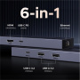 UGREEN CM828 Hub 6w1 - RJ45 / HDMI / 2x USB-C / 2x USB-A do USB-C - ciemnoszary