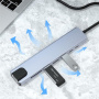 BYL-2017L hub 8w1 - slot na kartę SD / TF / RJ45 / HDMI / 2x USB-C / 2x USB-A do USB-C - szary