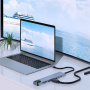 BYL-2017L hub 8w1 - slot na kartę SD / TF / RJ45 / HDMI / 2x USB-C / 2x USB-A do USB-C - szary