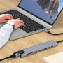 BYL-2017L hub 8w1 - slot na kartę SD / TF / RJ45 / HDMI / 2x USB-C / 2x USB-A do USB-C - szary