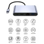 Redukcja 4w1 - HDMI / RJ45 / USB-C / USB-A do USB-C - szara