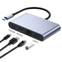 Redukcja 4w1 - HDMI / RJ45 / USB-C / USB-A do USB-C - szara