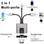 NK-1056S Redukcja 3w1 - RJ45 / 3,5 mm jack / USB-C do USB-C / Lightning / USB-A - szary