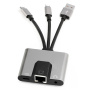 NK-1056S Redukcja 3w1 - RJ45 / 3,5 mm jack / USB-C do USB-C / Lightning / USB-A - szary