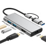 Hub 4w1 - 2x HDMI / USB-A 2.0 / USB-A 3.0 do USB-C / USB-A - szary