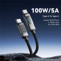 ESSAGER Dazzling oplotowany kabel do ładowania i transmisji danych - USB-C do USB-C - 1 m - czarny