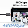 ESSAGER Uniwersalny kabel 2w1 w oplocie do ładowania i transmisji danych - USB-C do USB-C / Lightning - 1,2 m - czarny