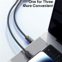 ESSAGER Uniwersalny kabel 2w1 w oplocie do ładowania i transmisji danych - USB-C do USB-C / Lightning - 1,2 m - czarny
