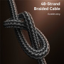 Yesido CA188 Opleciony kabel do ładowania i transmisji danych - USB-C do USB-C - 30 cm - czarny