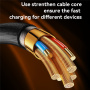 Yesido CA188 Opleciony kabel do ładowania i transmisji danych - USB-C do USB-C - 30 cm - czarny