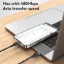 Yesido CA188 Opleciony kabel do ładowania i transmisji danych - USB-C do USB-C - 30 cm - czarny