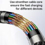 Yesido CA189 Opleciony kabel do ładowania i transmisji danych - USB-C do Lightning - 1,2 m - czarny