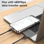 Yesido CA192 Opleciony kabel ładująco-transmisyjny - USB-C do USB-C - 2 m - czarny