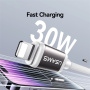 USAMS US-SJ757 Dwukolorowy Kabel do Ładowania i Transferu Danych w Oplocie - USB-C do Lightning - 1,2 m - Szaro-Biały