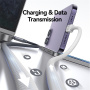 USAMS US-SJ757 Dwukolorowy Kabel do Ładowania i Transferu Danych w Oplocie - USB-C do Lightning - 1,2 m - Szaro-Biały