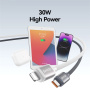 USAMS US-SJ757 Dwukolorowy Kabel do Ładowania i Transferu Danych w Oplocie - USB-C do Lightning - 1,2 m - Szaro-Biały