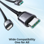 JOYROOM S-A21 Uniwersalny kabel ładujący 3w1 w oplocie - USB-A do USB-C / Lightning / micro USB - 1,2 m - czarny