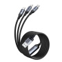 JOYROOM S-A21 Uniwersalny kabel ładujący 3w1 w oplocie - USB-A do USB-C / Lightning / micro USB - 1,2 m - czarny