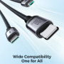 JOYROOM S-A21 Uniwersalny kabel ładujący 3w1 w oplocie - USB-C do USB-C / Lightning / micro USB - 1,2 m - czarny