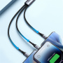JOYROOM S-A21 Uniwersalny kabel ładujący 3w1 w oplocie - USB-C do USB-C / Lightning / micro USB - 1,2 m - czarny