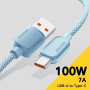 ESSAGER ES-X46 Opleciony kabel do ładowania i transmisji danych - USB-A do USB-C - 1 m - niebieski