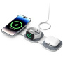 YM-T1 3w1 bezprzewodowa ładowarka MagSafe do iPhone / Apple Watch / AirPods - 15W - ciemnoszara