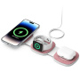 YM-T1 3w1 bezprzewodowa ładowarka MagSafe do iPhone / Apple Watch / AirPods - 15W - różowa