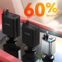 JOYROOM CCL05 zestaw ładowarki samochodowej z portami USB-C / USB-A i wysuwanym kablem Lightning oraz USB-C - 50W - 0,8 m - ciemnoszary