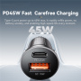 Mini ładowarka samochodowa ESSAGER ES-CC15 z portami USB-C / USB-A - 45W - ciemnoszara
