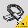 ESSAGER ES-YP25 Adapter 2w1 audio i ładowania - 3,5 mm jack / USB-C do USB-C - szary