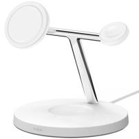 Stacja ładująca Belkin BOOST CHARGE™ PRO MagSafe Stacja ładująca 3w1 (Qi2) do iPhone'a / Apple Zegarek / AirPods - biała