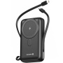 Swissten bezprzewodowy powerbank MagSafe z wbudowanymi kablami USB-C i Lightning oraz portem USB-A - 20 000 mAh - czarny