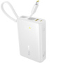 Powerbank Baseus PicoGo z wbudowanym kablem USB-C i portami USB-C / USB-A - 10 000 mAh - biała