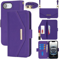 Etui z klapką z paskiem w stylu kopertówki do iPhone 16e / 17e - fioletowe