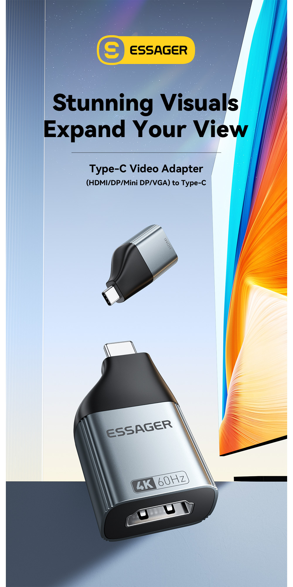 ESSAGER ES-OTG22 adapter wideo - VGA na USB-C - ciemnoszary ESSAGER ES-OTG22 adapter wideo - VGA na USB-C - ciemnoszary