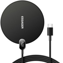 Ładowarka bezprzewodowa ESSAGER ES-WC15 z wyświetlaczem do iPhone - 15W - czarna